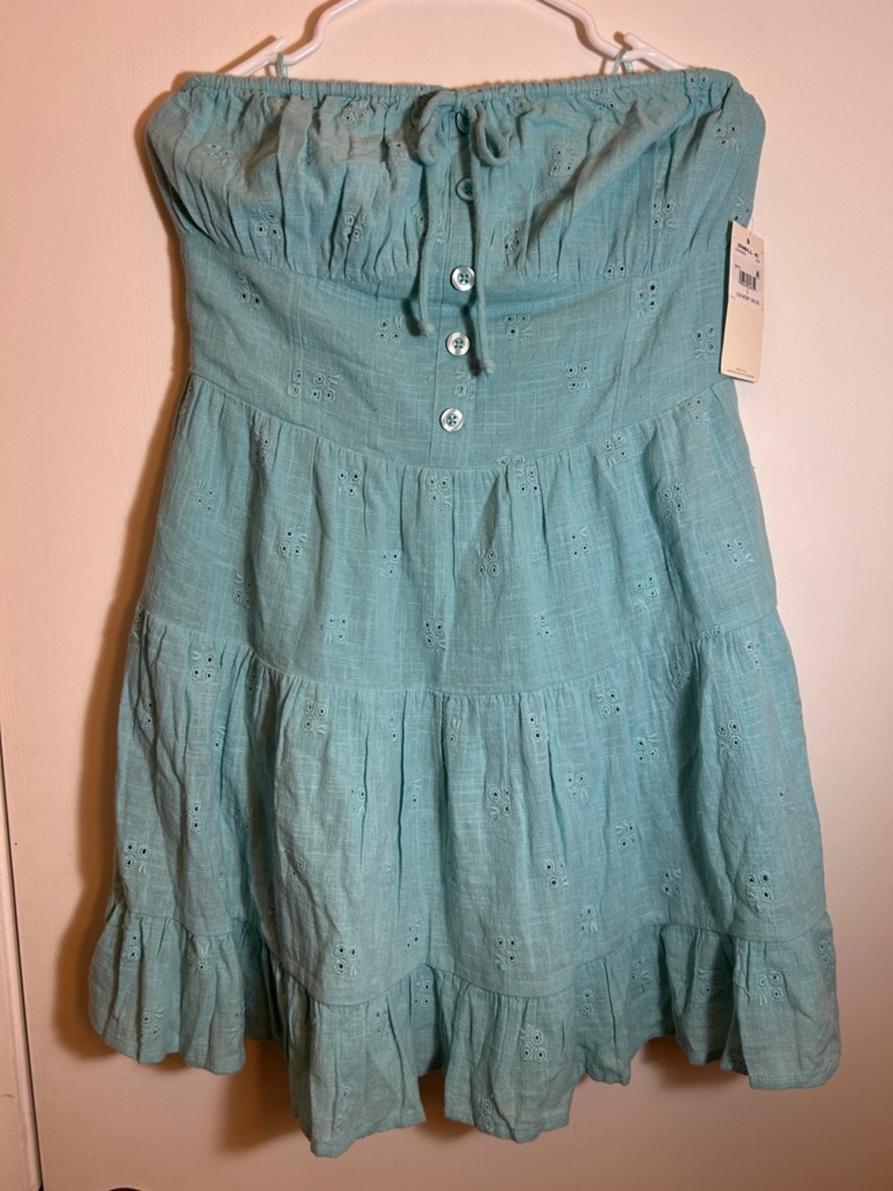 Strapless Oneill Mini Sun Dress - Aqua/Teal Size Large
